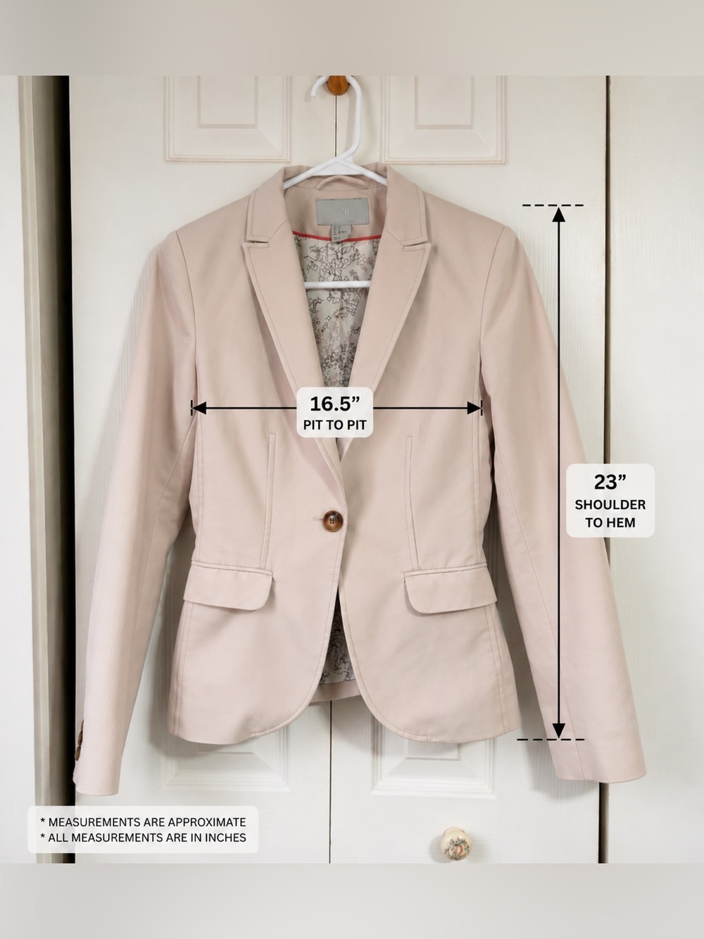 H&M Light Blush Single-Button Tailored Blazer - Picture 2 of 9